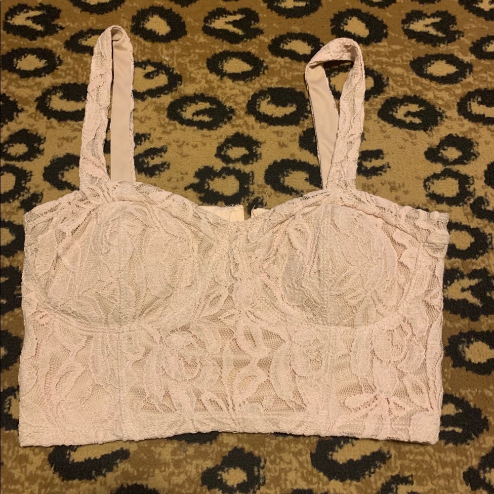 Cream lace crop top